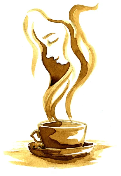 Aquarell Skizze Zeichnet Kaffeegeist — Stockfoto