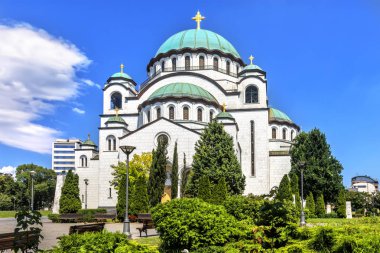 Saint Sava Katedrali Belgrad, Sırbistan, en büyük Ortodoks birini güneşli bir günde Dünya Kiliseler
