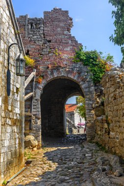 Terk edilmiş kalıntıları eski şehir (Stari Bar) kalede Bar. Karadağ.