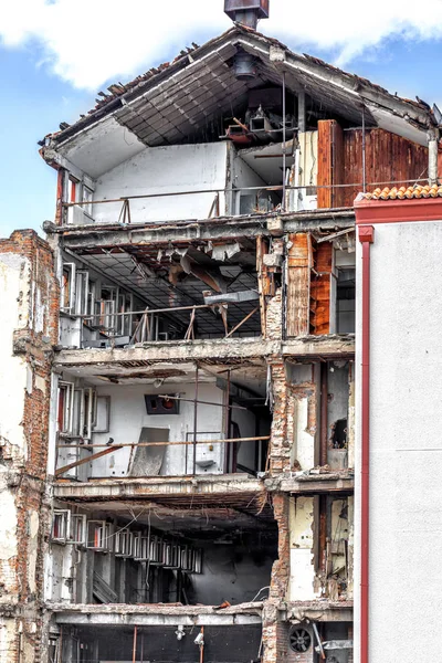 Nato Bombalama Belgrad Sırbistan Için Sonra Hasarlı Bina — Stok fotoğraf