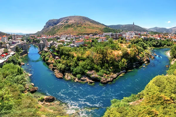 Cidade Velha Mostar Bósnia Herzegovina Com Ponte Stari Most Rio — Fotografia de Stock