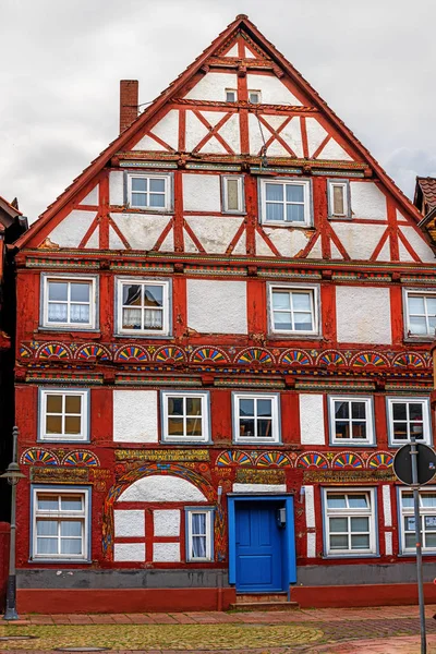 Historische vakwerkhuis, Bodenwerder an der Weser, Duitsland — Stockfoto