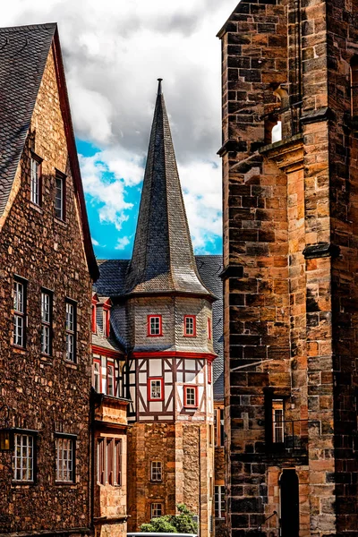 Marburg 'un eski semtlerinin tarihi sokakları. — Stok fotoğraf