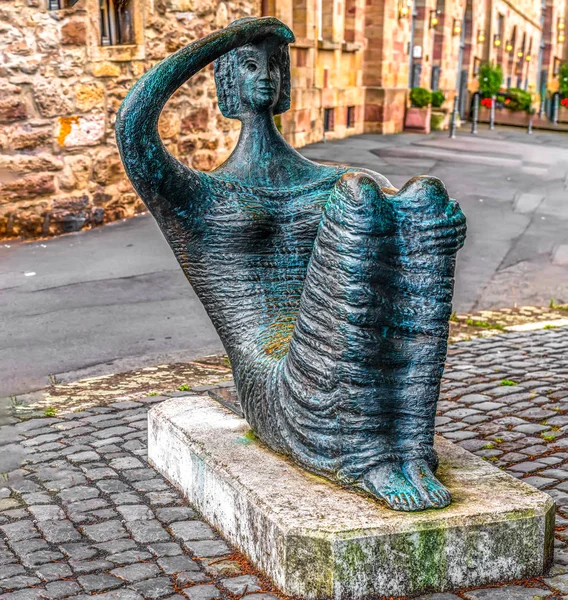 Скульптура історичного центру міста Hannoversch Munden, Ge — стокове фото