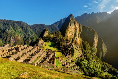 Cusco, Peru yakınlarındaki Machu Picchu Kayıp İnka Şehir görünümü. Ma