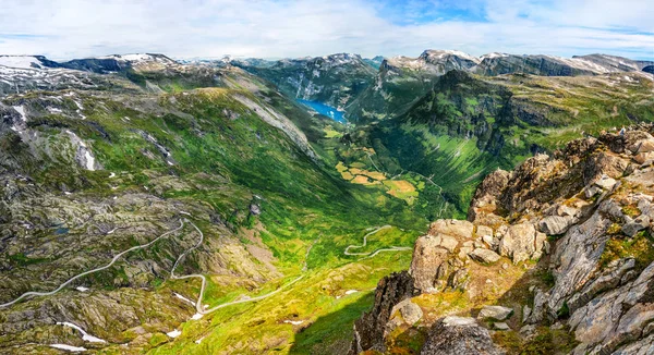 Hermosa Vista Del Paisaje Aéreo Geirangerfjord Región Más Condado Romsdal — Foto de Stock
