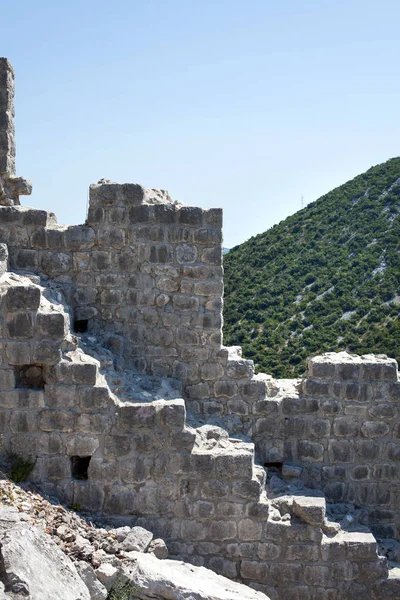 Oude Middeleeuwse Fort Ston Kroatië Muur Oorspronkelijk Lang — Stockfoto