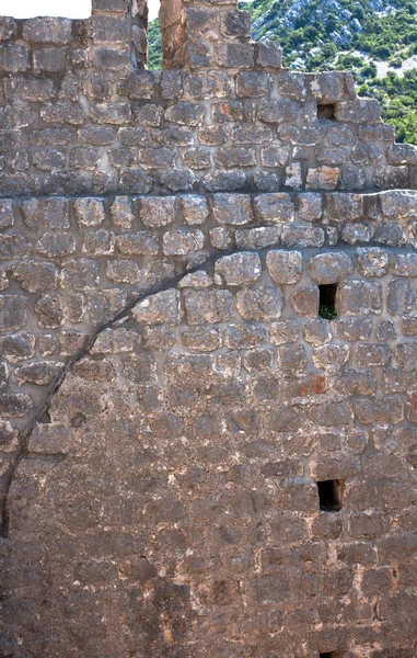 Antigua Piedra Medieval Fortaleza Pared Textura —  Fotos de Stock