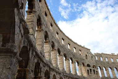 Antik Roma Amfitiyatrosu 'nun detayı. Pula, Hırvatistan