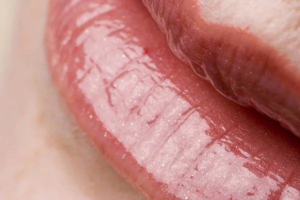 Female lips closeup - macro studio shot — Stock Photo, Image