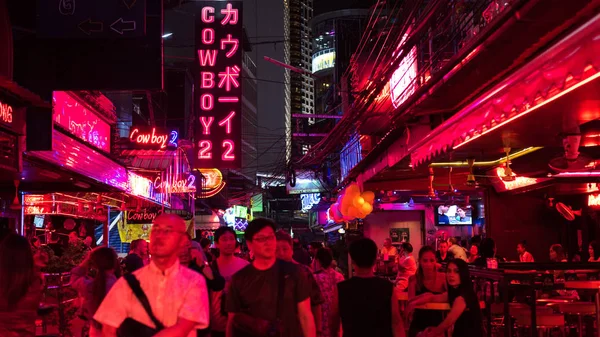 Bangkok Thaiföld Május 2019 Neon Lámpák Soi Cowboy Híres Piros — Stock Fotó