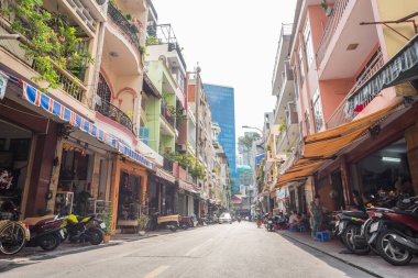 Ho Chi Minh Şehri, Vietnam - 8 Nisan 2019: Le Cong Kieu Sokağı 'nın perspektifi.