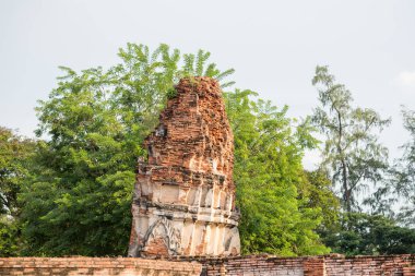 Ayutthaya, Tayland 'daki Wat Phra Mahathat (Mahatat) antik bir Budist tapınağının tuğla kalıntıları.