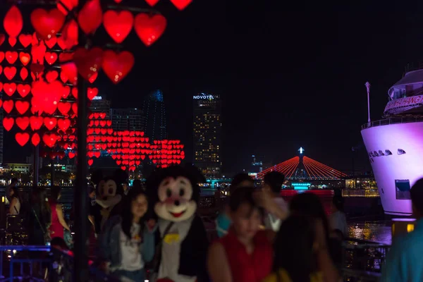 พฤศจ กายน 2018 ดาน ยดนาม สะพาน Love Lock ในเวลากลางค าชม — ภาพถ่ายสต็อก