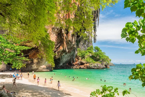 Railay Таїланд Липня 2018 Туристи Phra Nang Phranang Пляжі Його — стокове фото