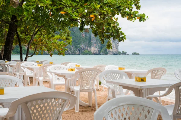 Nang Tailandia Julio 2018 Mesas Vacías Café Aire Libre Playa — Foto de Stock