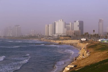 Eski Jaffa dan Tel Aviv Waterfront sayısı. İsrail.
