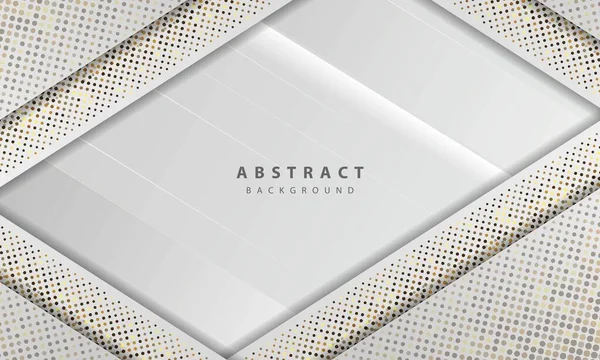 Moderne Abstrakte Lichtsilber Hintergrund Vektor Elegantes Formdesign Mit Goldenen Glitzerpunkten — Stockvektor