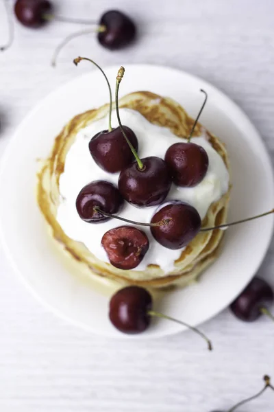 Tortitas Con Yogur Cereza Top Vie — Foto de Stock