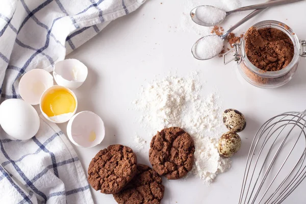 Biscoitos Chocolate Ingrediente Cozimento — Fotografia de Stock