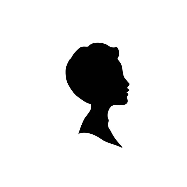 Schwarzes Profil Silhouette Eines Jungen Oder Mannes Kopf Gesicht Profil — Stockvektor