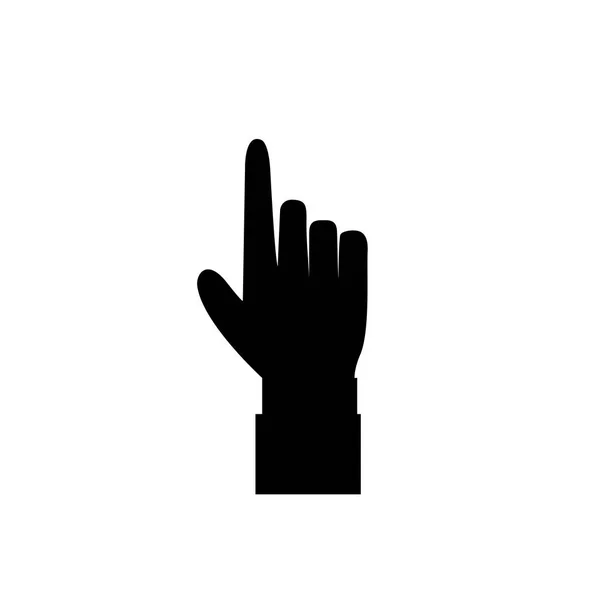 上げられた人差し指で手ジェスチャー 白い背景の分離された黒い手の人差し指を指すと実業家の指アイコン イラストを指しています — ストックベクタ