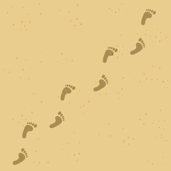 Empreinte Humaine Pieds Nus Chemin Sur Fond Sable Jaune Empreintes — Image vectorielle