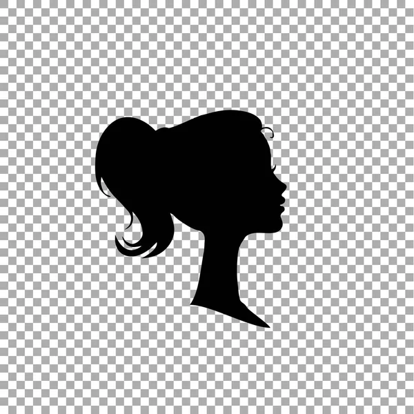 Silueta Perfil Negro Cabeza Niña Mujer Perfil Facial Viñeta Ilustración — Archivo Imágenes Vectoriales