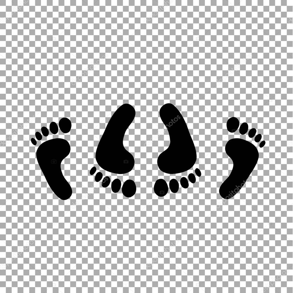 Black silhouette of feet of couple having sex sign simple icon. Vector illustration, clip art isolated on transparent background.