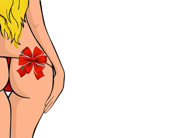Bastante Joven Sexy Mujer Rubia Fondo Espalda Erótica Bikini Rojo — Archivo Imágenes Vectoriales