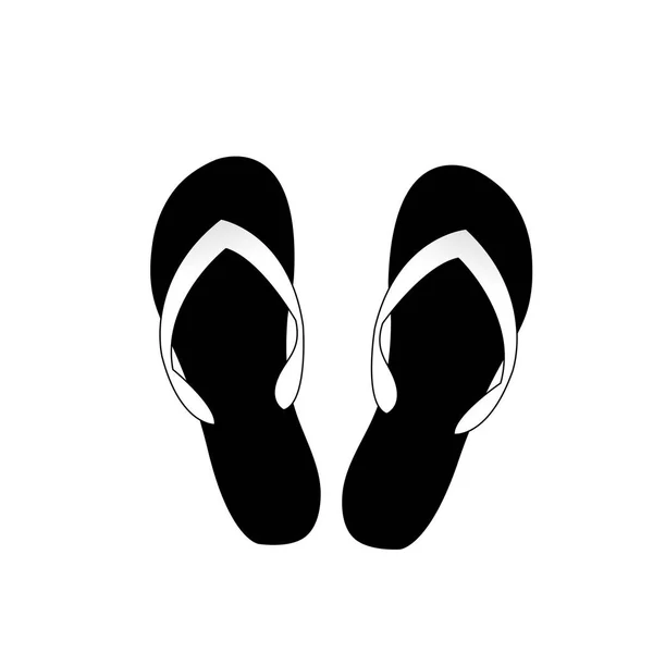 Ilustrasi Siluet Monokrom Hitam Dan Putih Vektor Ikon Flip Flops - Stok Vektor