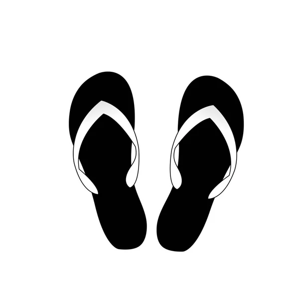 Vetor Silhueta Monocromática Preto Branco Ilustração Flip Flops Ícone Isolado — Vetor de Stock