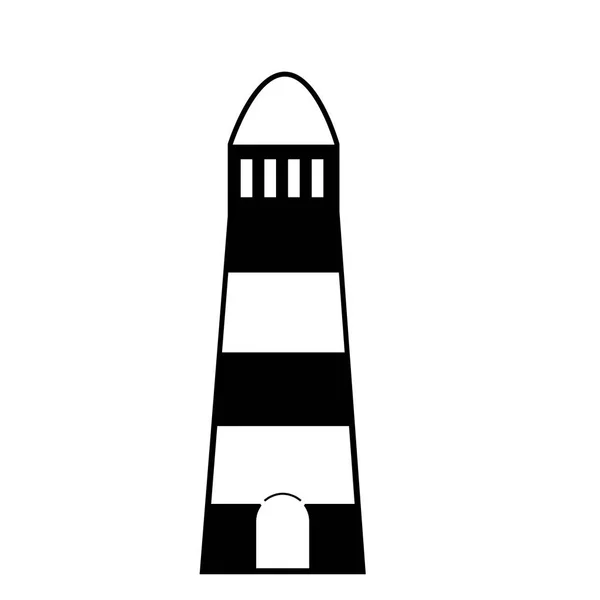 矢量黑白剪影图示在白色背景下被隔离的灯塔图标 — 图库矢量图片