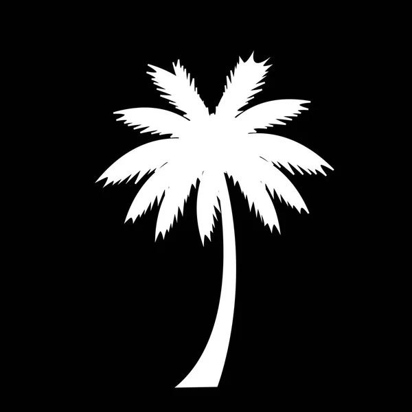 Vektorové Bílá Silueta Ilustrace Palm Tree Ikony Izolované Černém Pozadí — Stockový vektor
