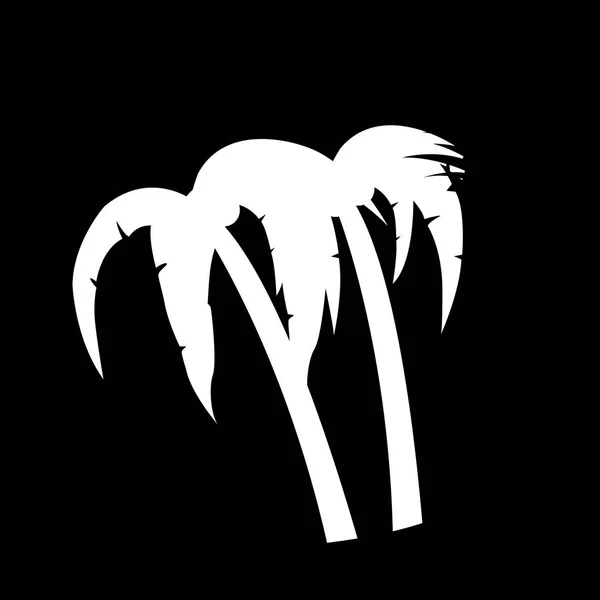 Vektorové Bílá Silueta Ilustrace Palm Stromy Ikony Izolované Černém Pozadí — Stockový vektor