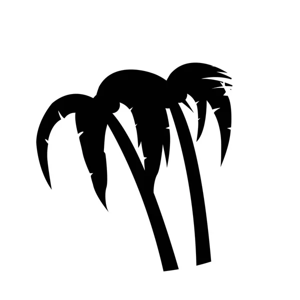 Vector Black Silhouette Illustration Palm Trees Icon Isolated White Background — Stock Vector