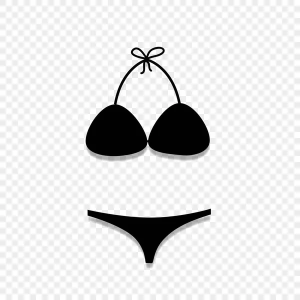 Vector Silueta Negra Ilustración Bikini Traje Baño Icono Aislado Sobre — Vector de stock