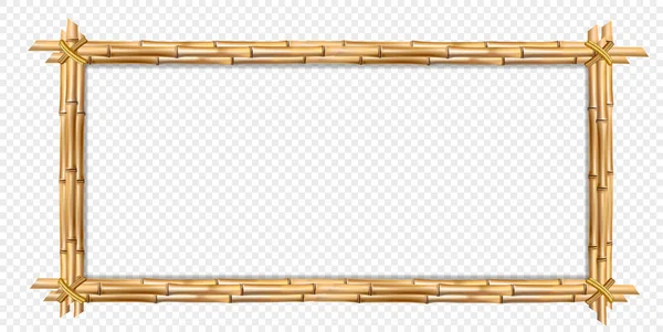 长方形棕色木制边框框架由现实的褐色竹子茎与空白拷贝空间为文本或图片 在透明背景下隔离的矢量剪贴画 模板或相框 — 图库矢量图片