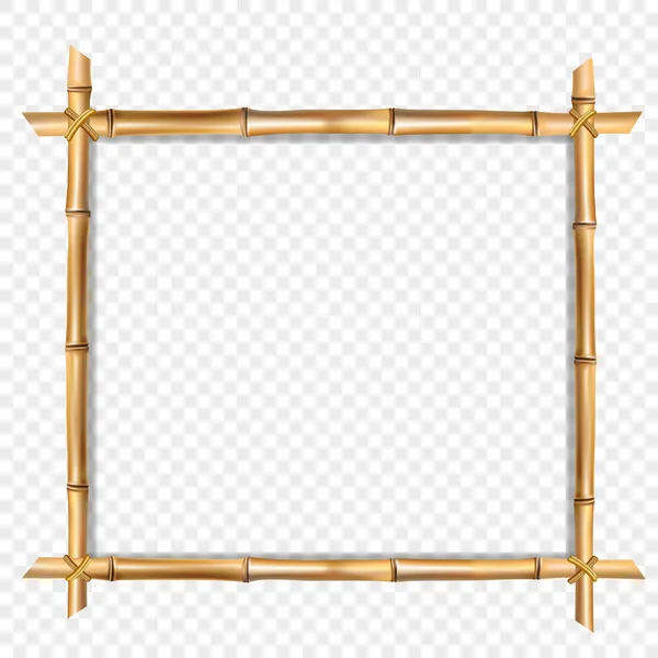 Kwadrat Brązowe Drewniane Ramki Wykonane Realistyczne Brązowy Bambusa Puste Miejsce — Wektor stockowy