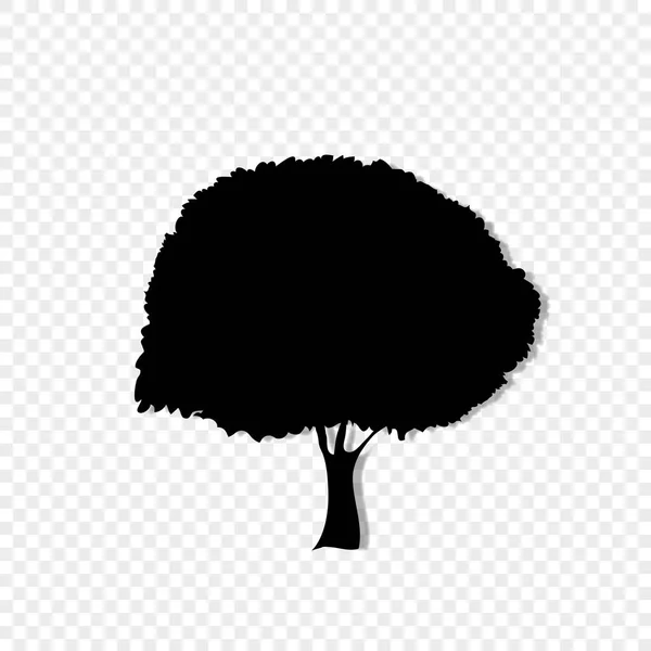 Silueta Negra Del Icono Del Árbol Foliar Aislada Sobre Fondo — Vector de stock