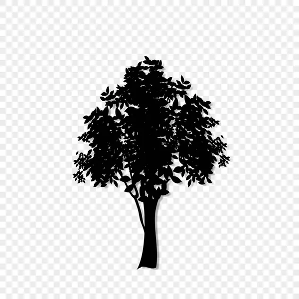 Silueta Negra Del Icono Del Árbol Hojas Aislada Sobre Fondo — Vector de stock