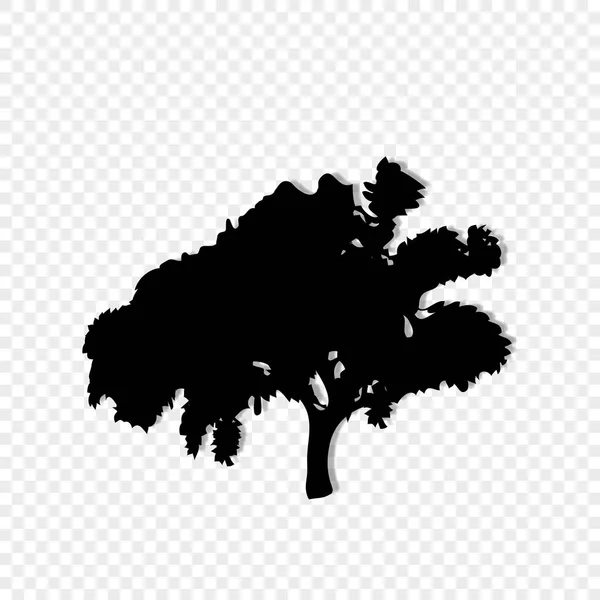 Silueta Negra Árbol Frondoso Aislado Sobre Fondo Transparente Ilustración Vectorial — Vector de stock