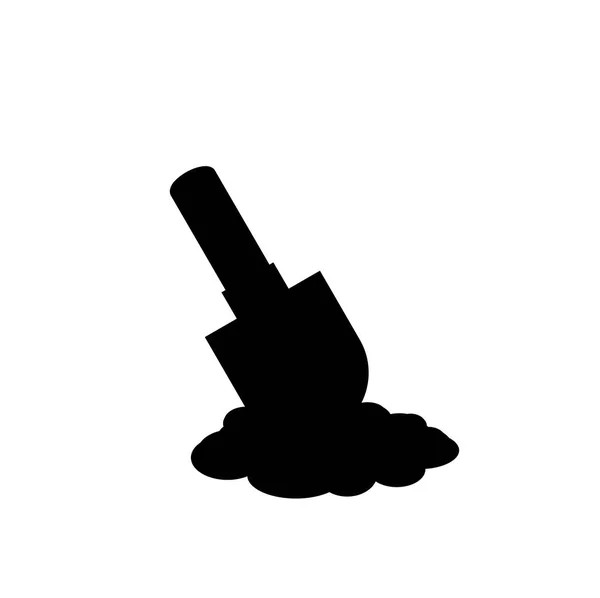 Black Silhouette Shovel Icon Soil Isolated White Background Spade Vector — Stock Vector
