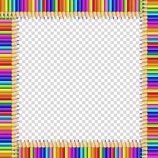 Borde Cuadrado Vectorial Hecho Lápices Madera Multicolores Aislados Sobre Fondo — Archivo Imágenes Vectoriales