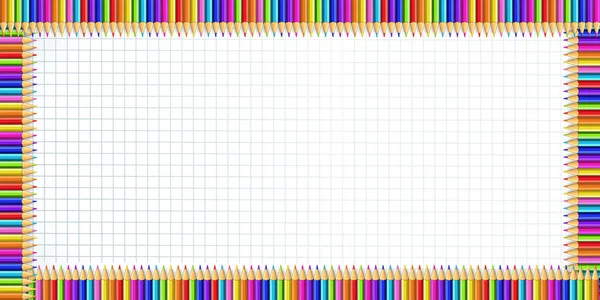 Borda Retangular Multicolorida Vetorial Feita Lápis Arco Íris Coloridos Fundo — Vetor de Stock