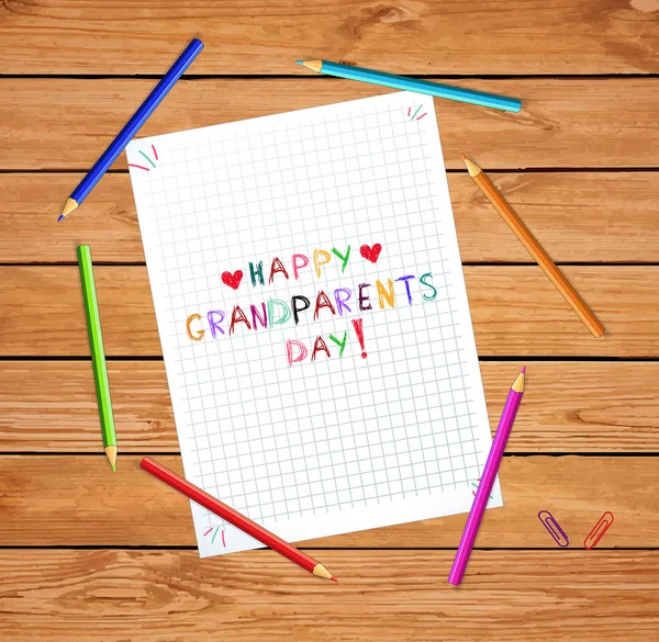 Children Colorful Hand Drawn Vector Lettering Happy Grandparents Day Checkered — Stock Vector