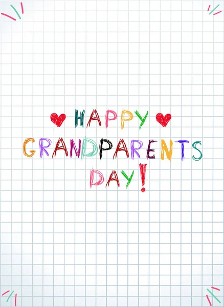 Children Colorful Hand Drawing Vector Inscription Happy Grandparents Day Notebook — Stock Vector