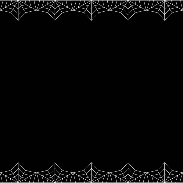 黒い背景に分離された本文コピー スペースが付いている正方形の白いクモの巣ボーダー上下ベクトル エレガントなダブル 招待状 チラシ スクラップ ブックやグリーティング カードのテンプレートです ハロウィン フレーム — ストックベクタ