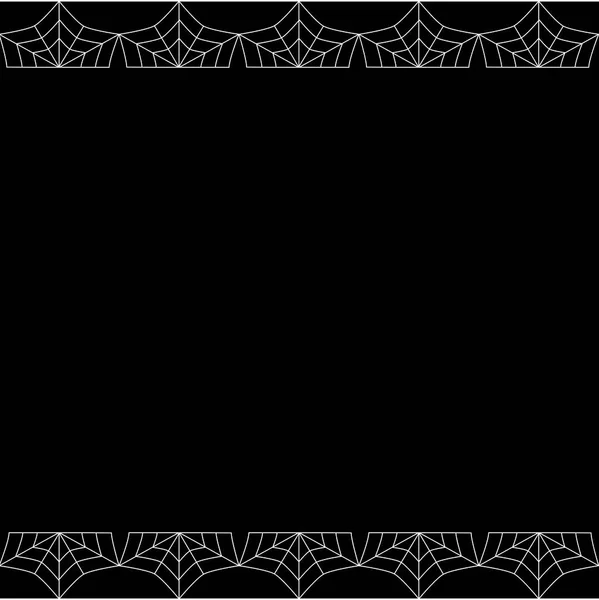 矢量典雅的双上和下方形白色蜘蛛网边框 文本在黑色背景上被隔离 剪贴簿或贺卡模板 万圣节框架 — 图库矢量图片