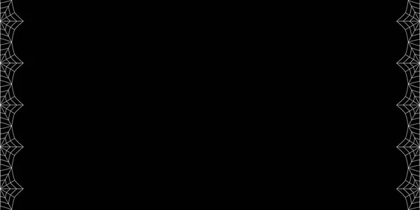 矢量典雅的双左和右矩形白色蜘蛛网边框 文本在黑色背景上具有复制空间 横幅或贺卡的模板 万圣节框架 — 图库矢量图片